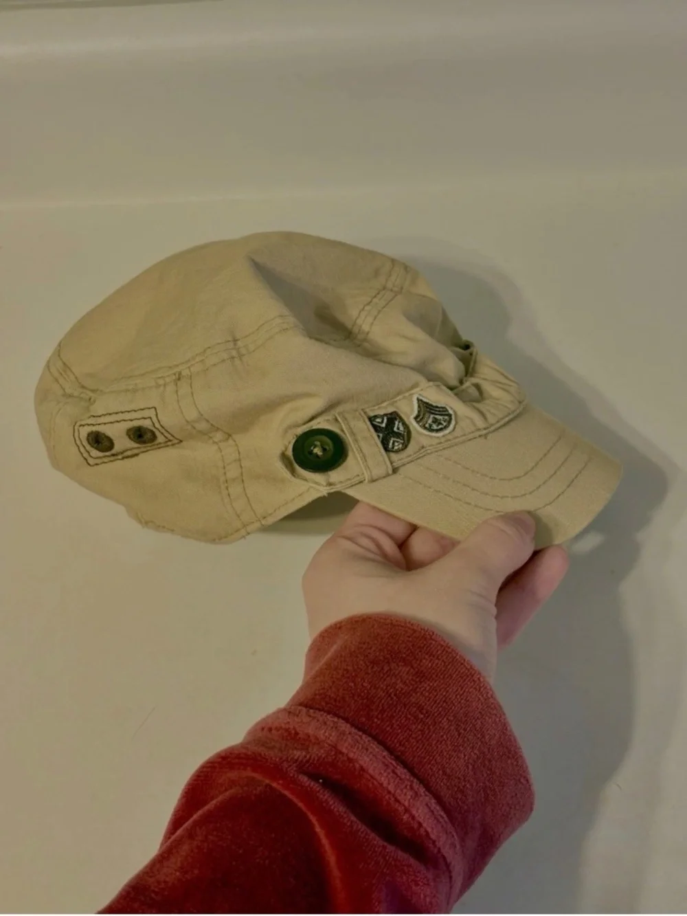 Girls Y2K Cadet Military Style Cap Hat Khaki Old Navy 12-24M 100% Cotton